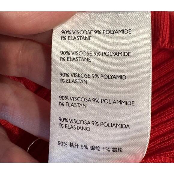 BDG Urban Outfitters Large Red Ribbed Kiara Mock Neck Long Sleeve Top Open Back - Picture 9 of 11